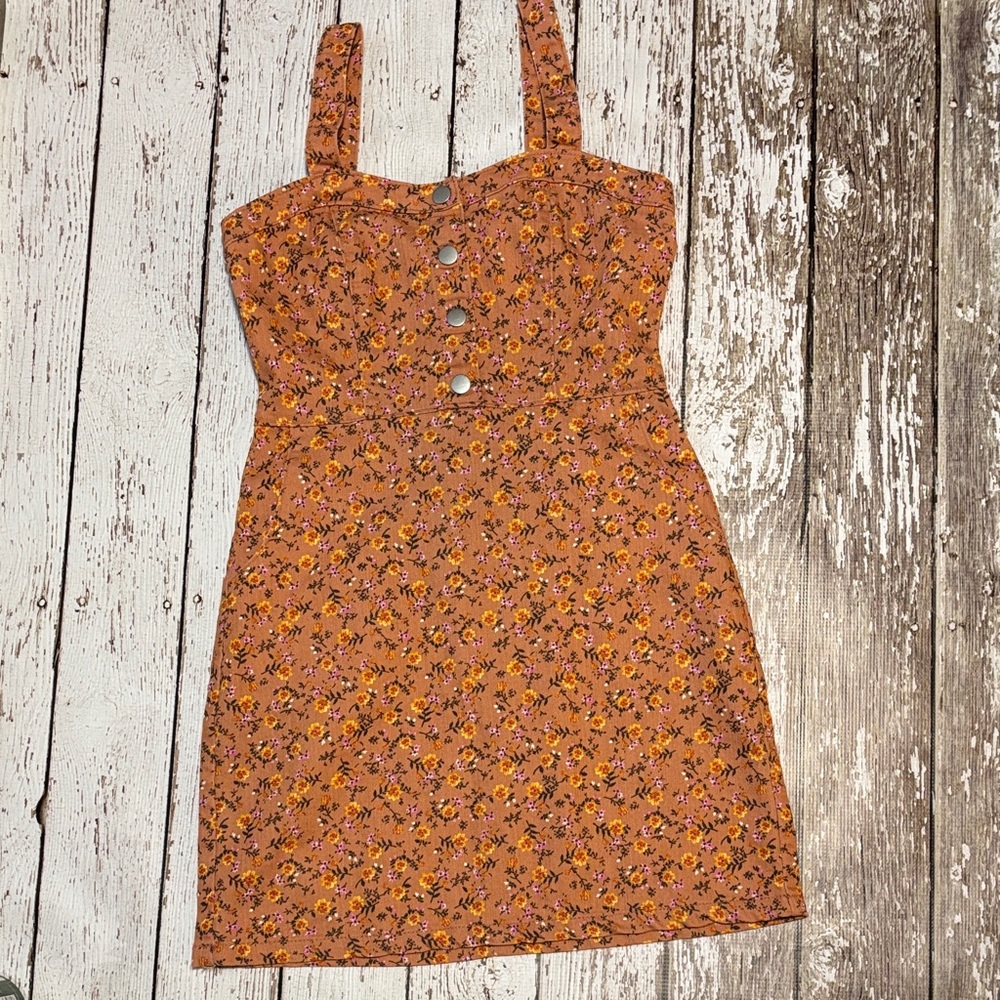No Boundaries Floral Dress with Button Detail